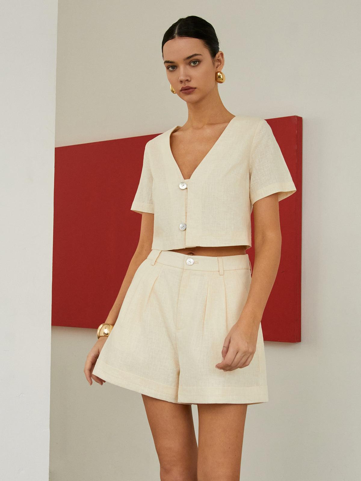 Reyanna™ | Cotton & Linen Pockets Shorts Set