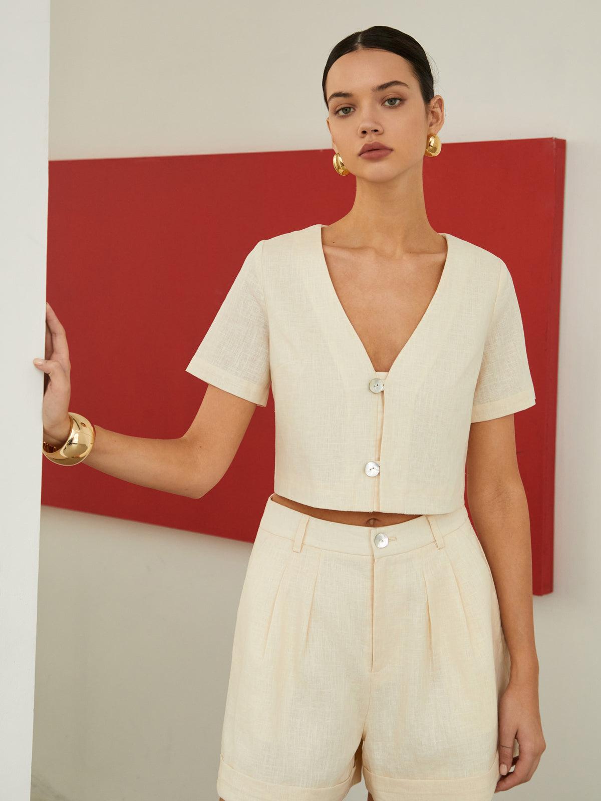 Reyanna™ | Cotton & Linen Pockets Shorts Set