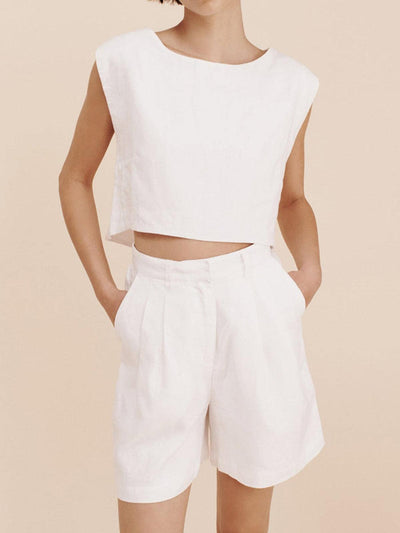Reyanna™ | Solid Cotton Crop Top With Shorts Set