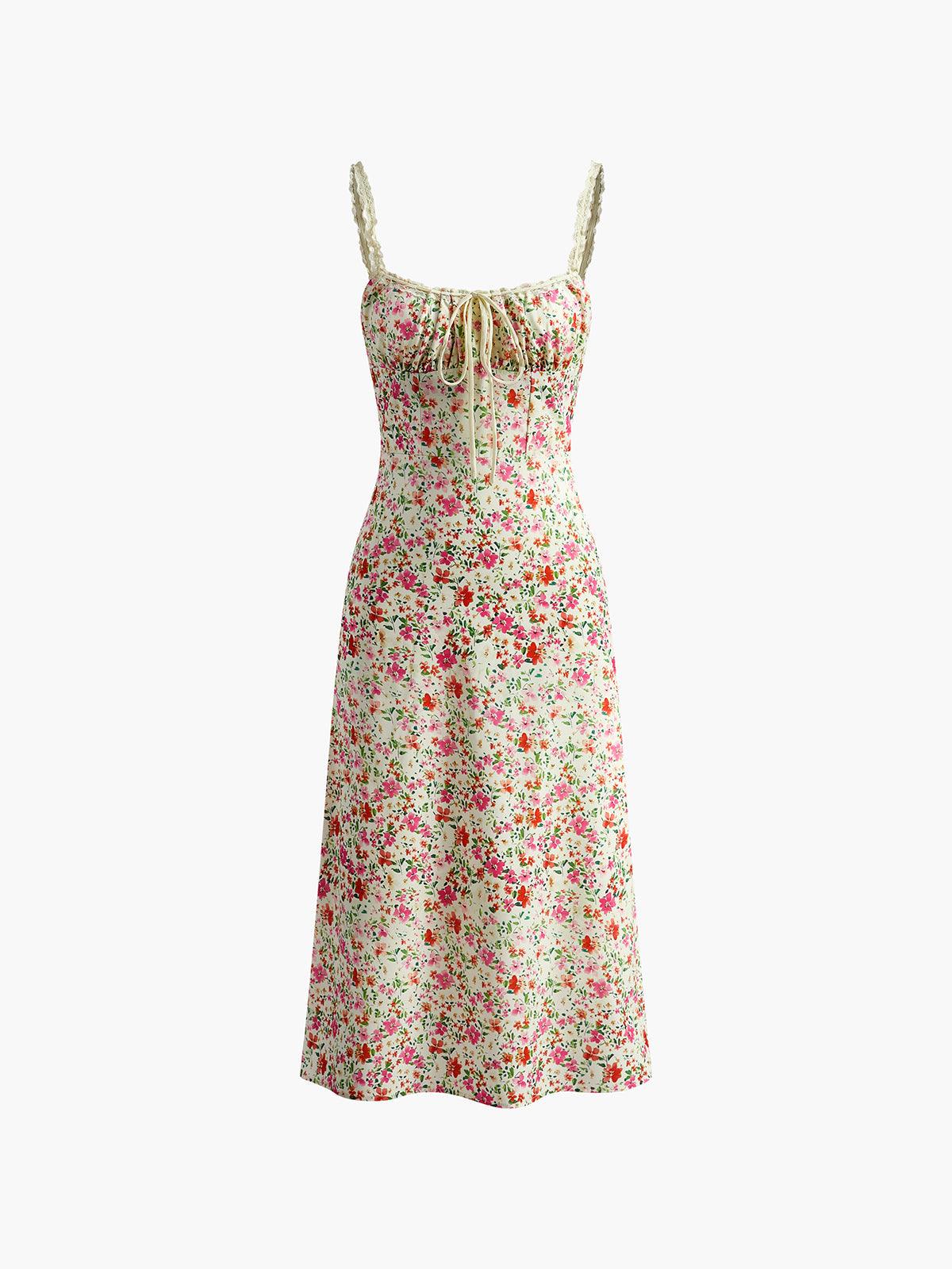 Reyanna™ | Floral Print Trim Cami Midi Dress