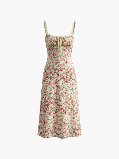Reyanna™ | Floral Print Trim Cami Midi Dress