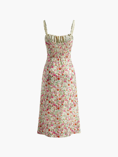 Reyanna™ | Floral Print Trim Cami Midi Dress
