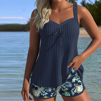Tankini Randig Tvådelad Strandshorts
