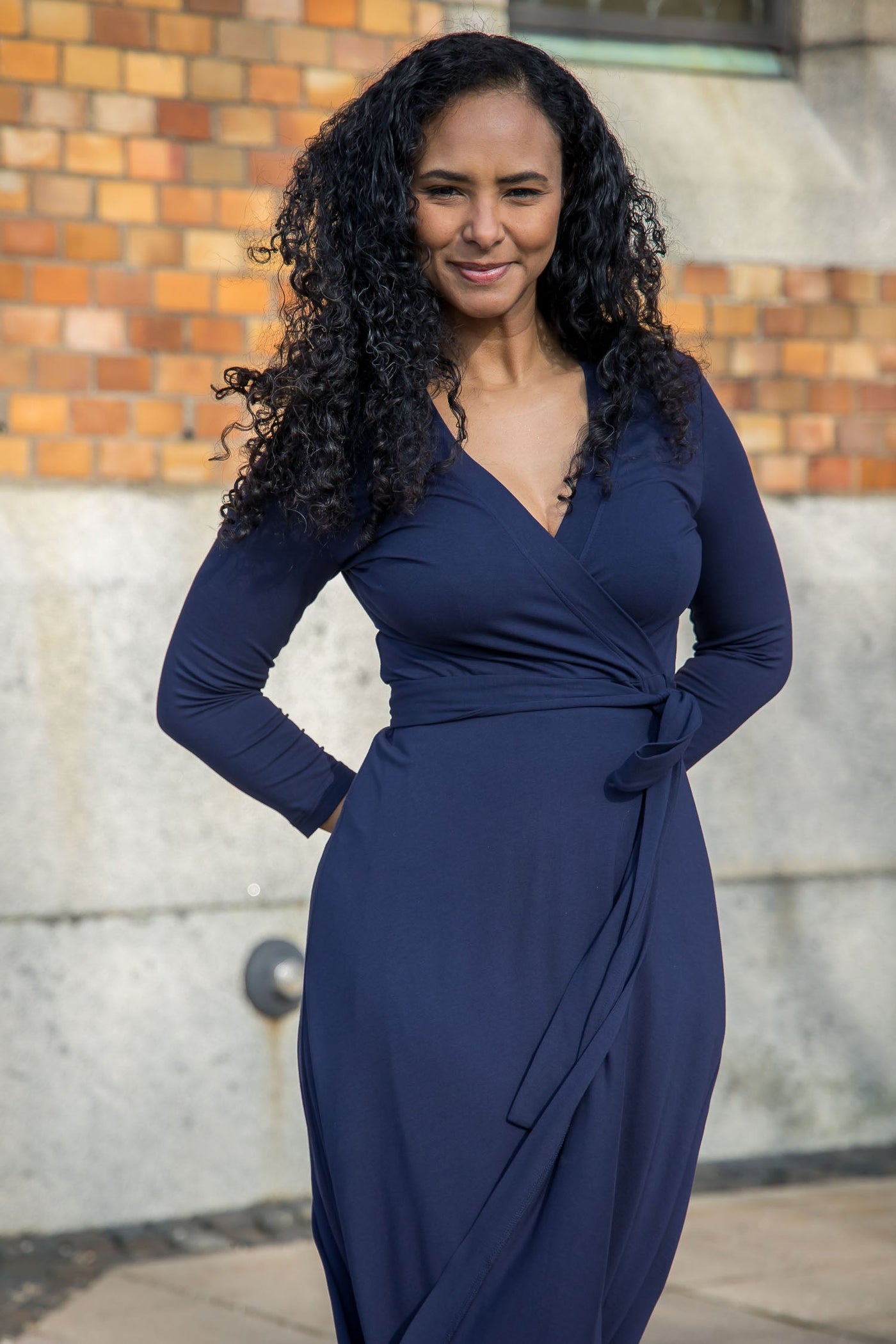 Bestie wrap midi jersey dress - Navy