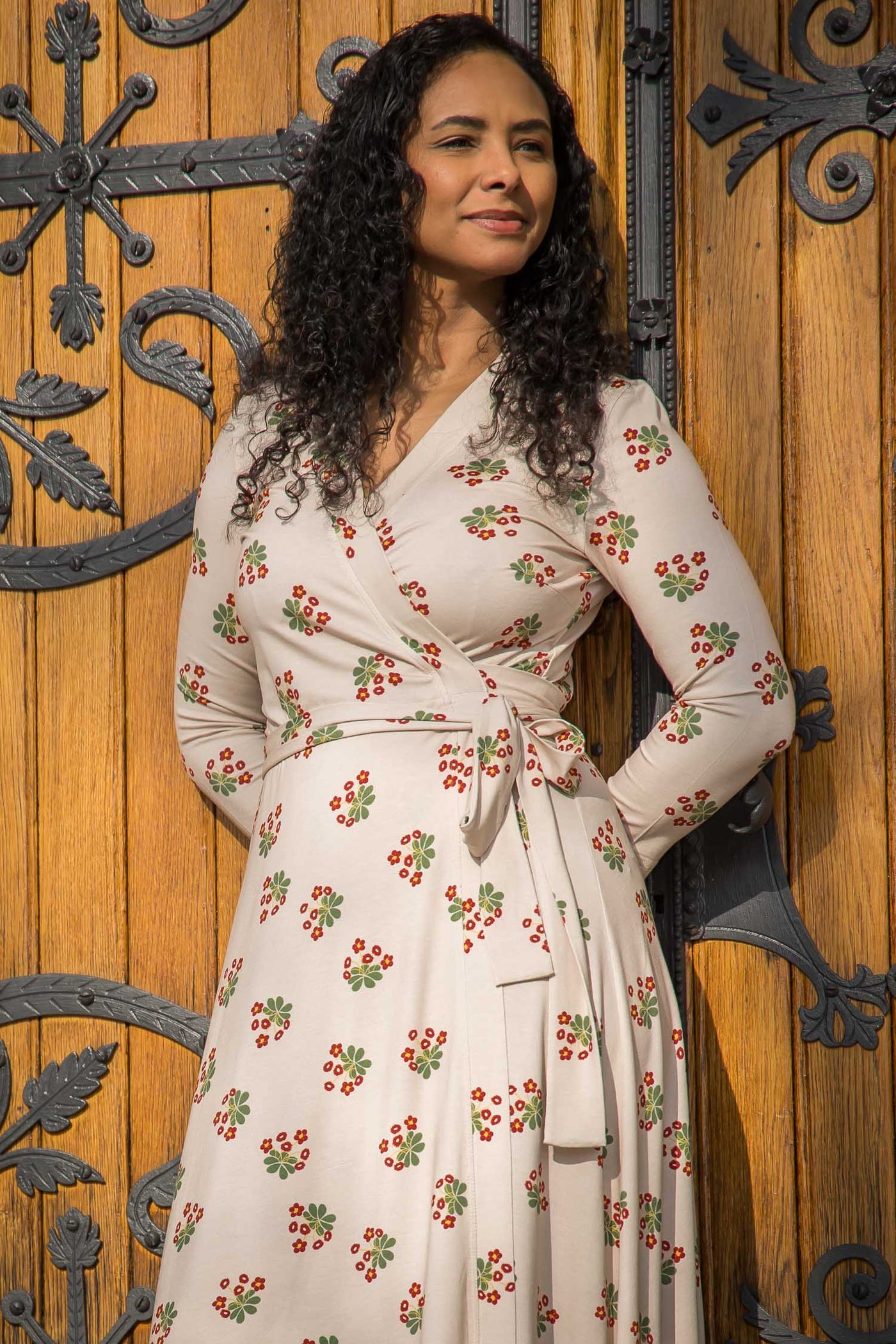 Bestie wrap midi jersey dress - Beige