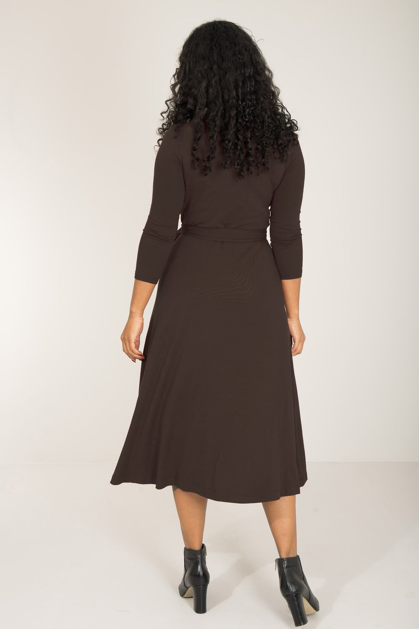 Bestie midi wrap jersey dress - Chocolate brown