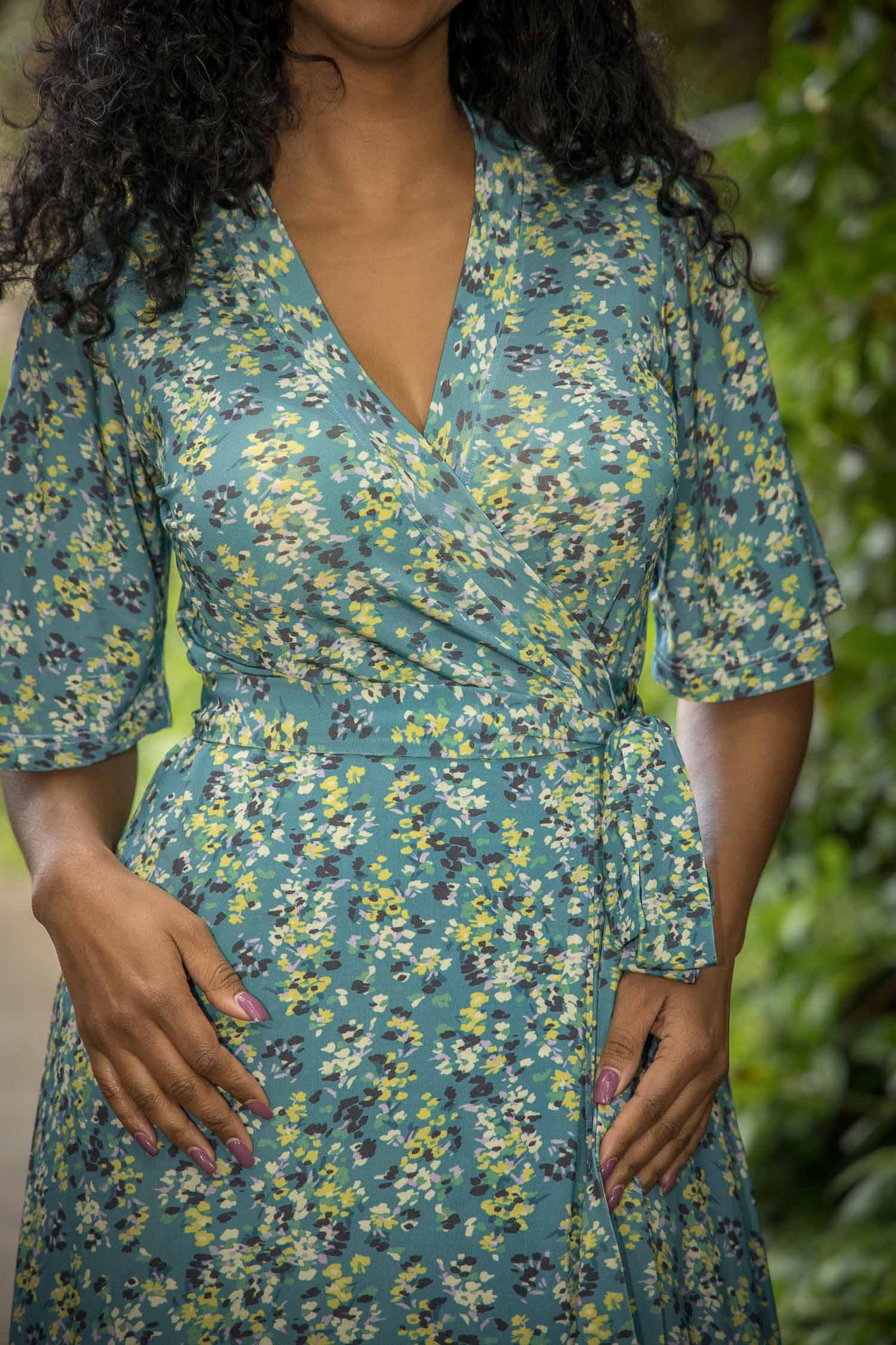 Bestie shine wrap maxi jersey dress - Teal