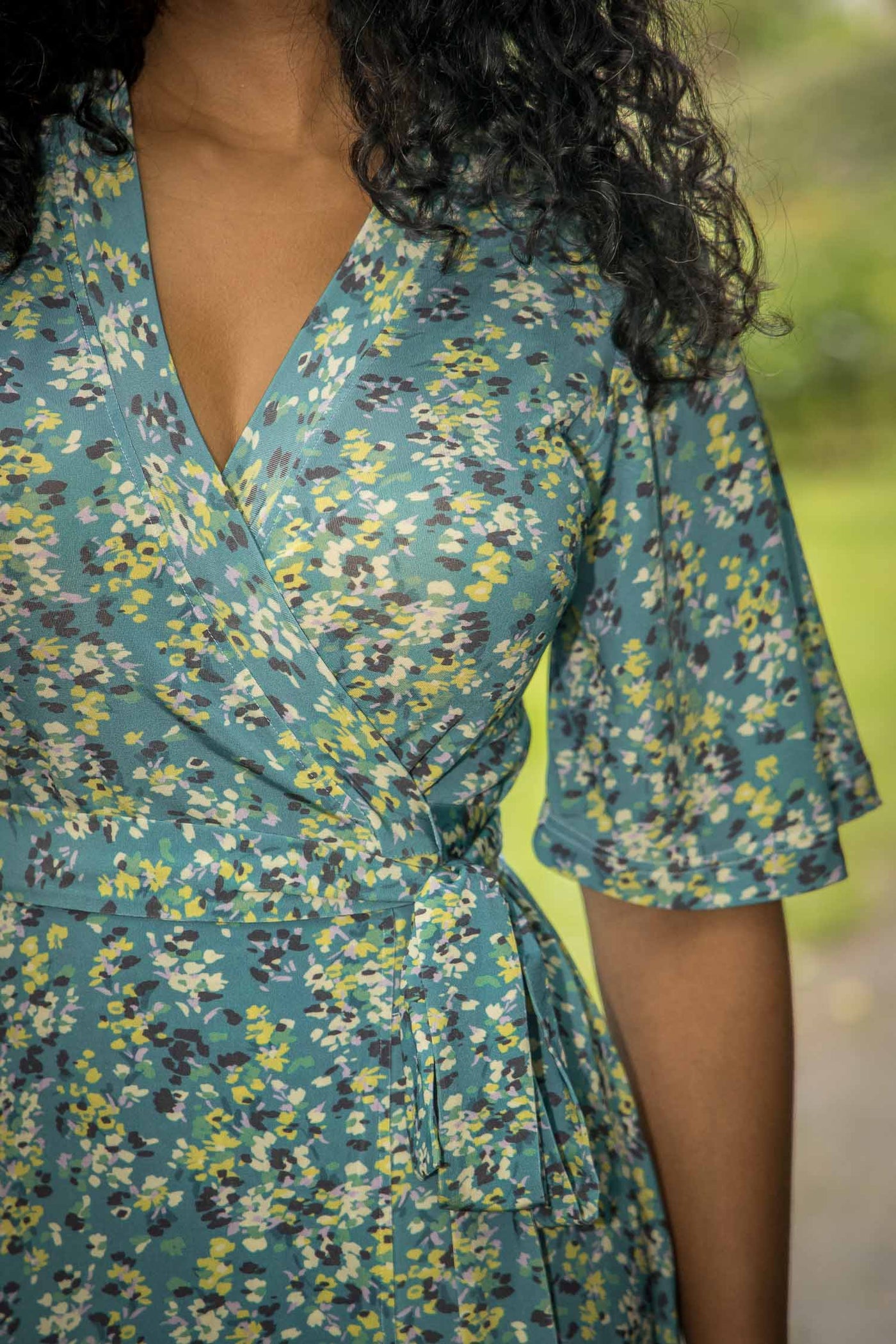 Bestie shine wrap maxi jersey dress - Teal