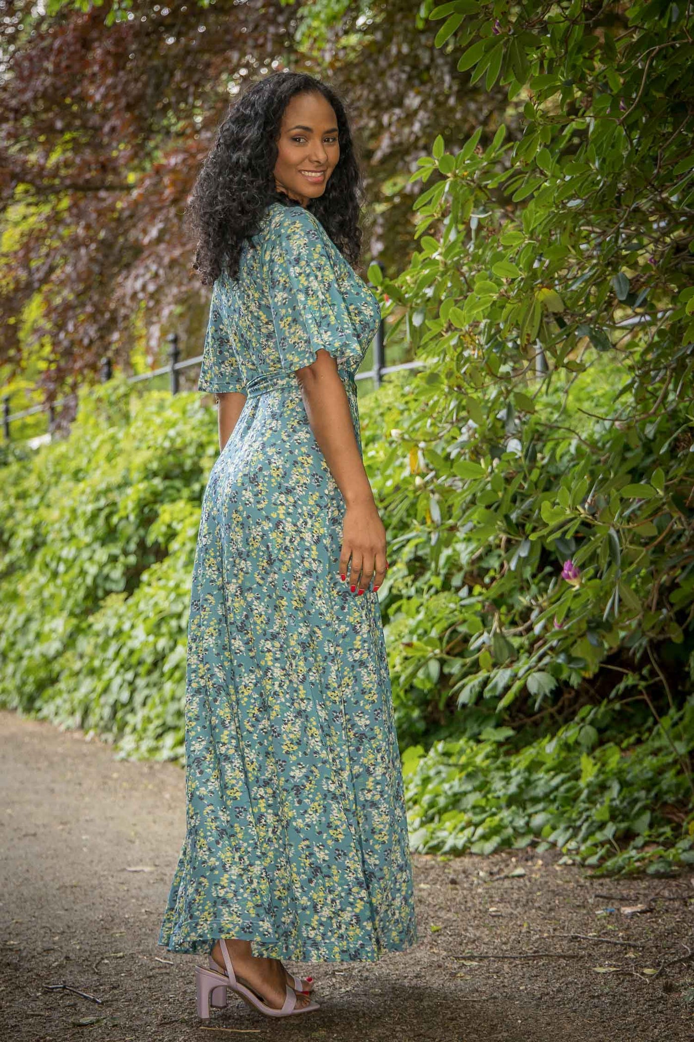 Bestie shine wrap maxi jersey dress - Teal