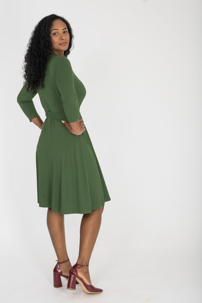 Bestie wrap short jersey dress - Forrest green