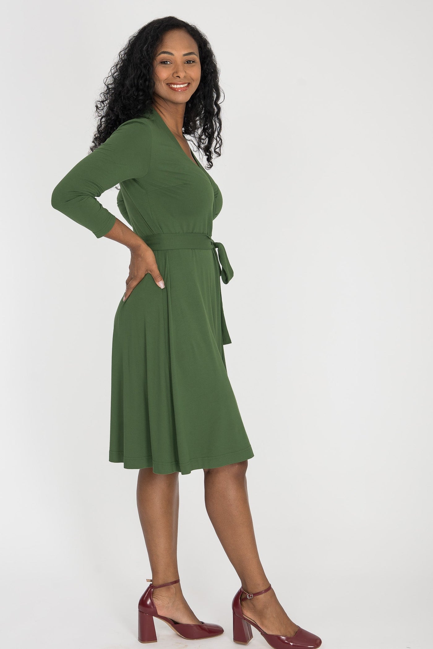 Bestie wrap short jersey dress - Forrest green