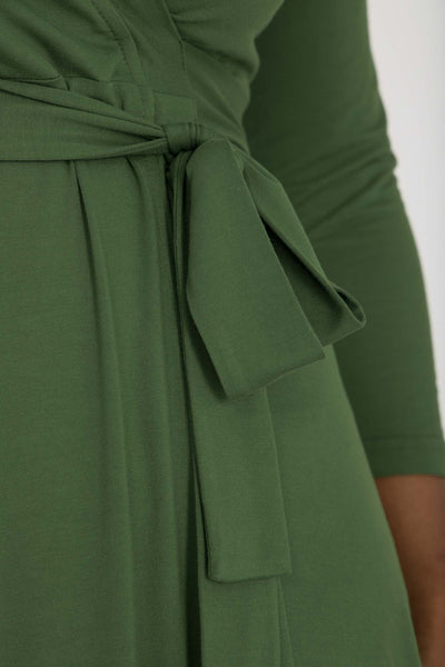 Bestie wrap short jersey dress - Forrest green
