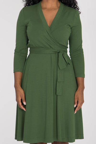 Bestie wrap short jersey dress - Forrest green
