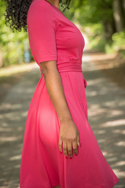 Bestie wrap short jersey dress - Blush pink