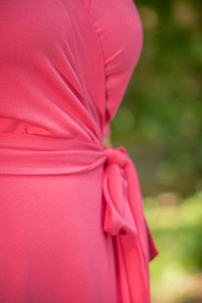 Bestie wrap short jersey dress - Blush pink