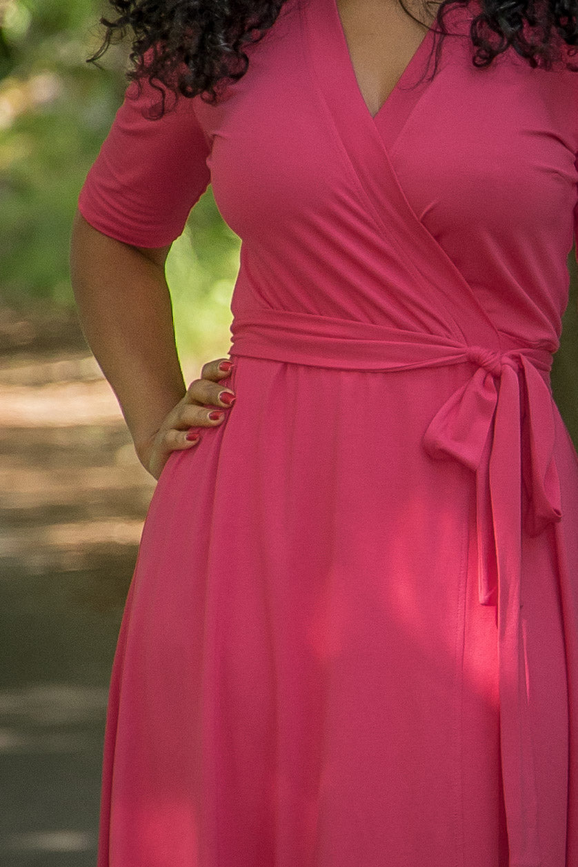 Bestie wrap short jersey dress - Blush pink