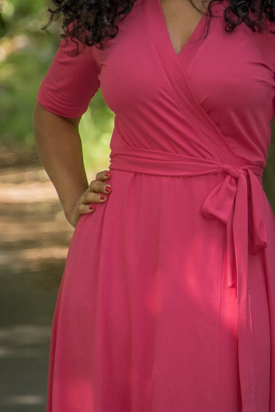 Bestie wrap short jersey dress - Blush pink