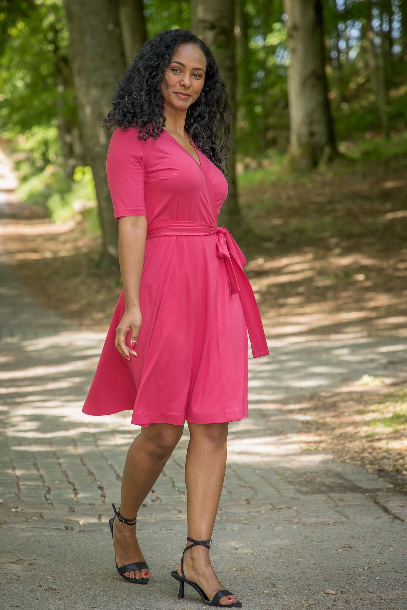 Bestie wrap short jersey dress - Blush pink