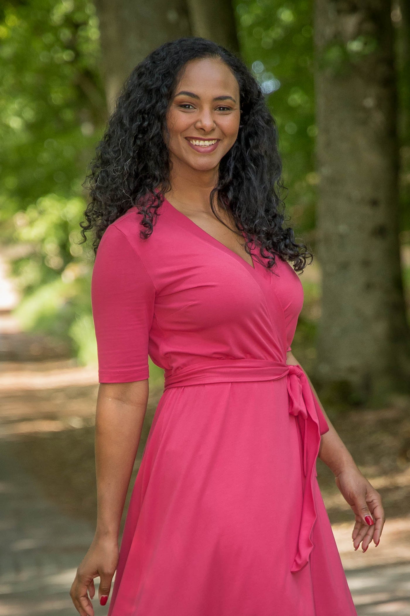 Bestie wrap short jersey dress - Blush pink