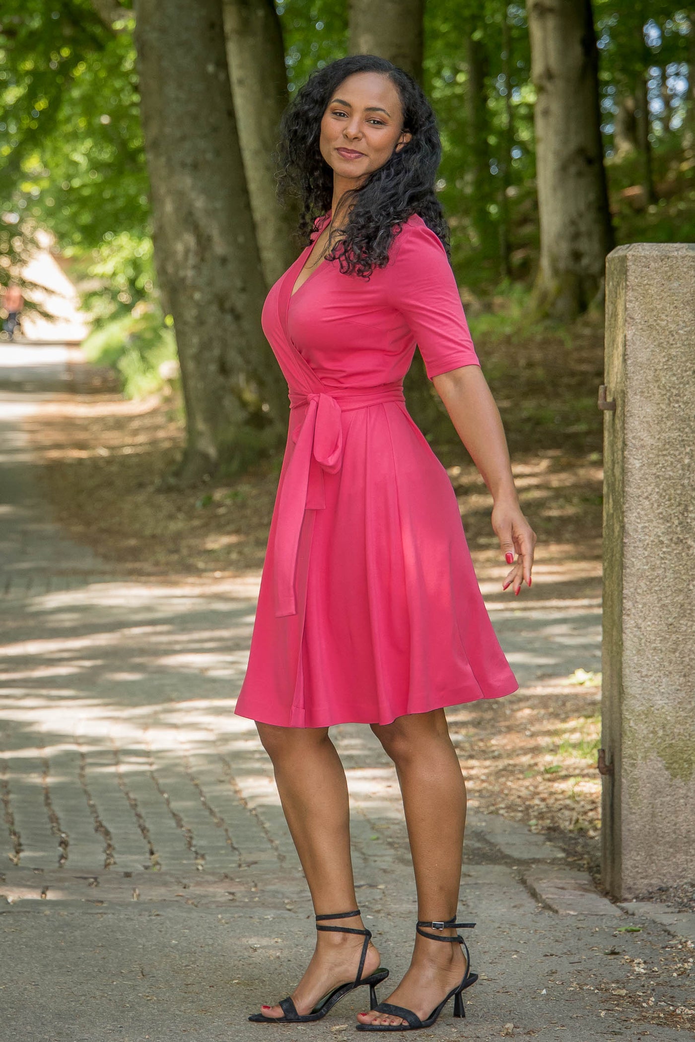 Bestie wrap short jersey dress - Blush pink