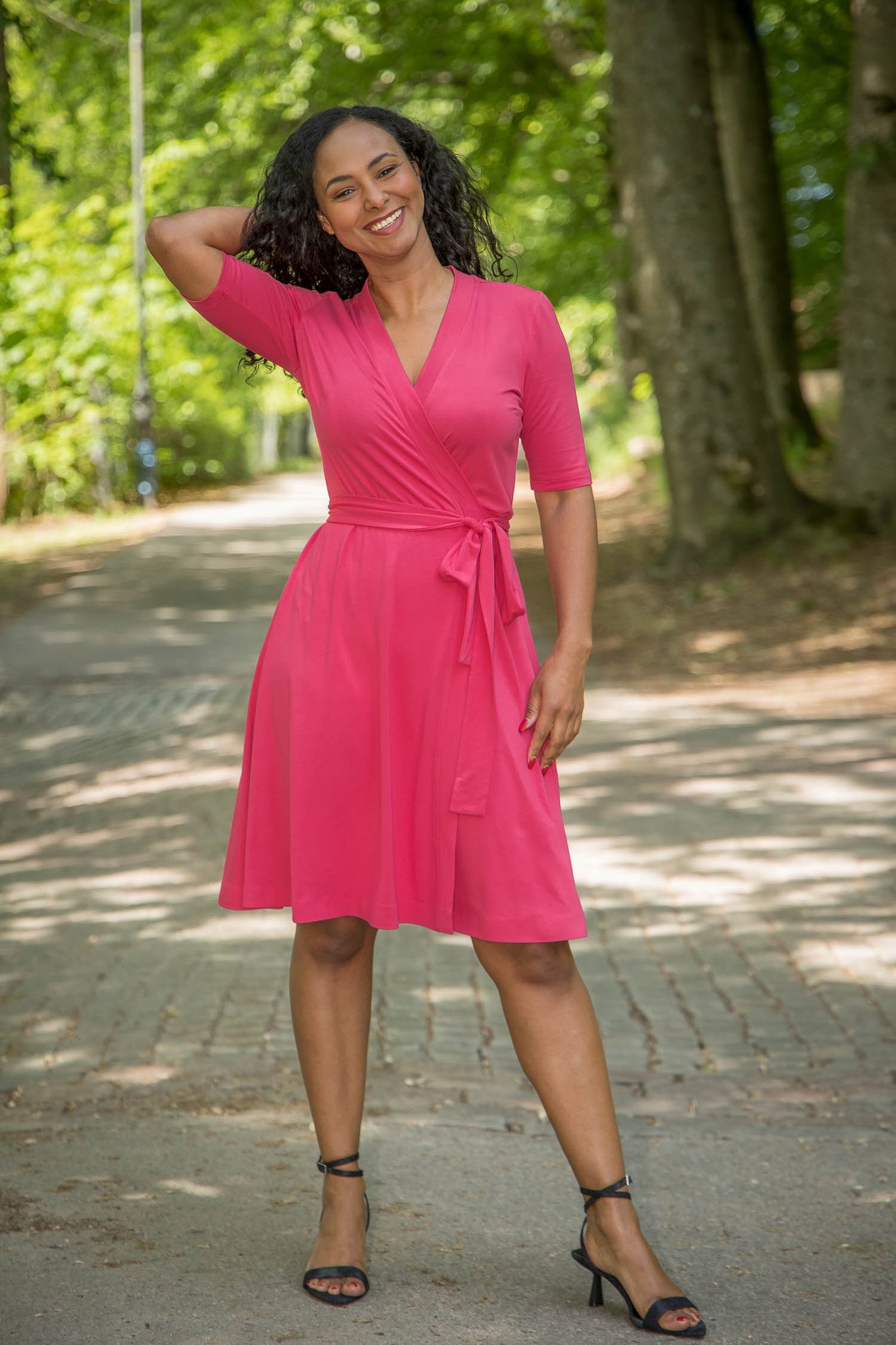 Bestie wrap short jersey dress - Blush pink