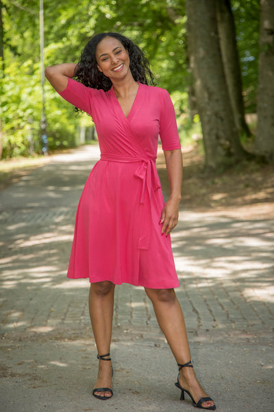Bestie wrap short jersey dress - Blush pink