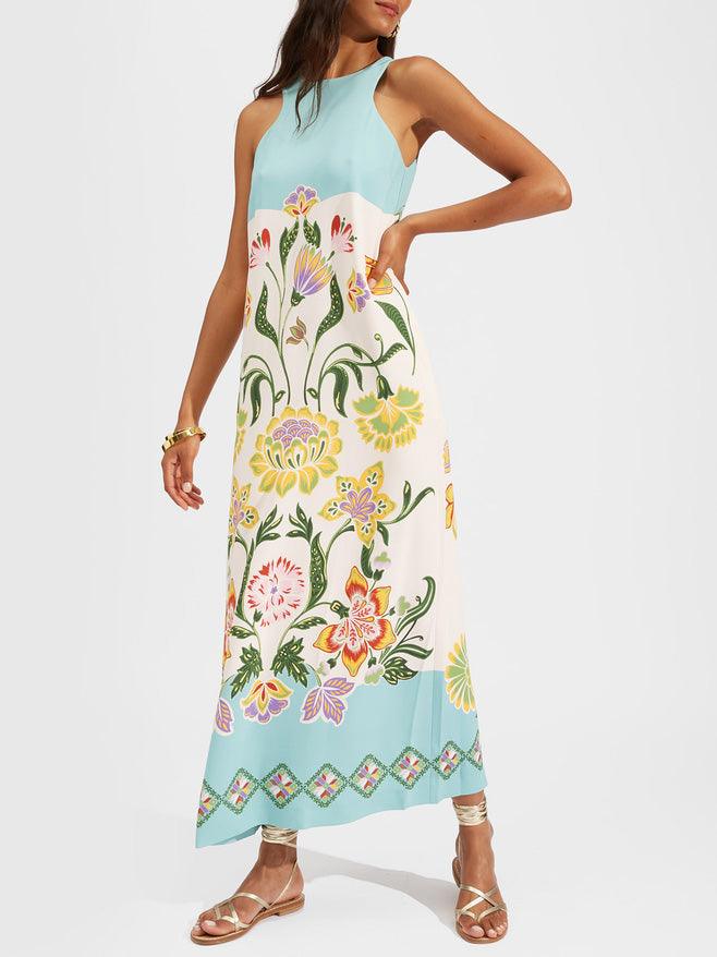 Reyanna™ | Exquisite Sunshine Floral Print Sleeveless Midi Dress