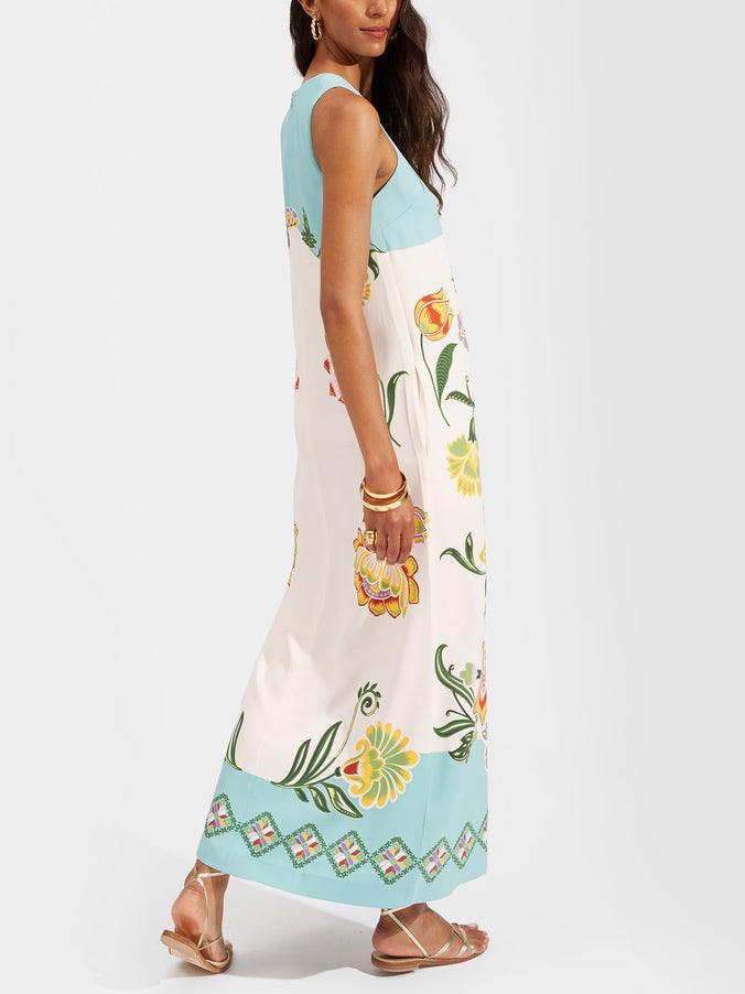 Reyanna™ | Exquisite Sunshine Floral Print Sleeveless Midi Dress