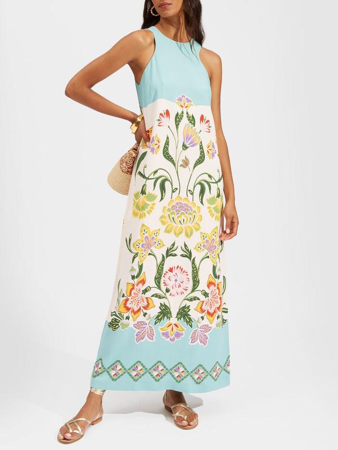 Reyanna™ | Exquisite Sunshine Floral Print Sleeveless Midi Dress