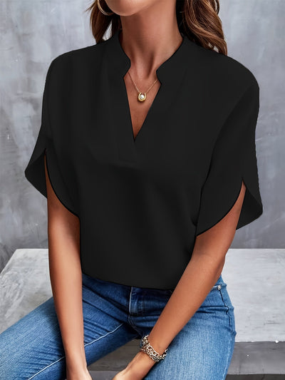 Reyanna |Sofia | Enfärgad blus med V-ringning