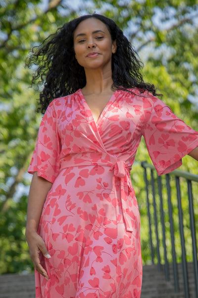 Essential bell sleeve short jersey dress - Pink