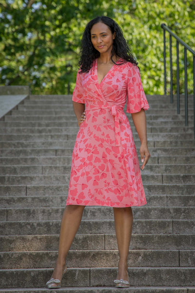 Essential bell sleeve short jersey dress - Pink