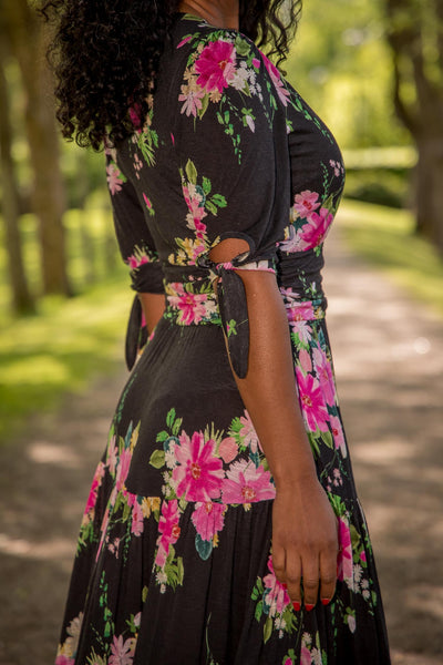 Flowy maxi jersey dress - Black