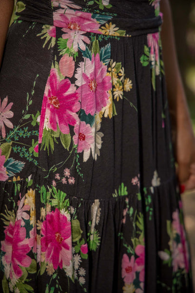 Flowy maxi jersey dress - Black