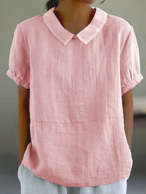 Reyanna™ | Short-sleeved Cotton Collared Shirt