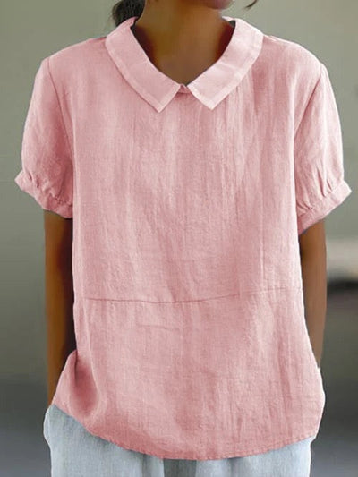 Reyanna™ | Short-sleeved Cotton Collared Shirt