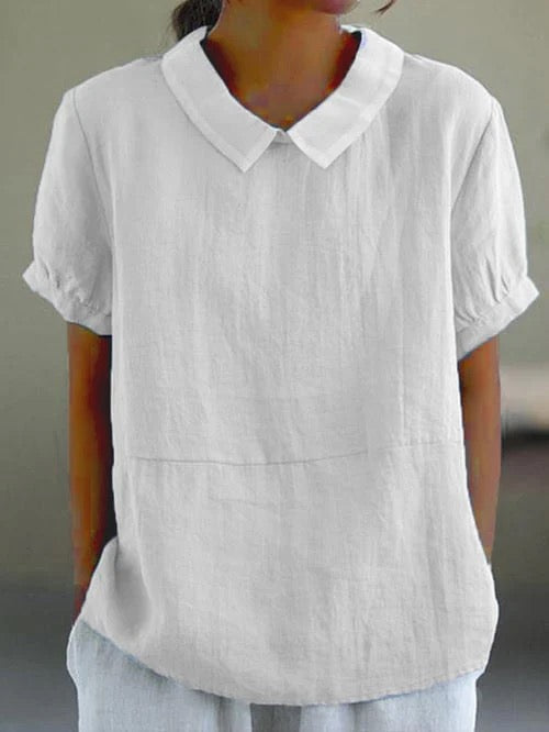 Reyanna™ | Short-sleeved Cotton Collared Shirt