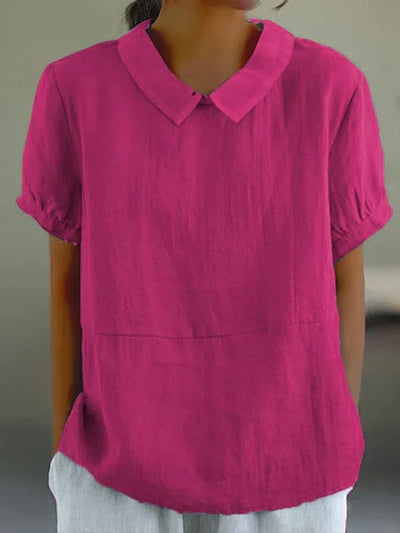 Reyanna™ | Short-sleeved Cotton Collared Shirt