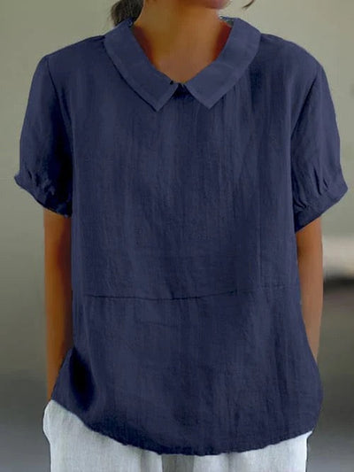 Reyanna™ | Short-sleeved Cotton Collared Shirt