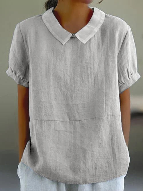 Reyanna™ | Short-sleeved Cotton Collared Shirt