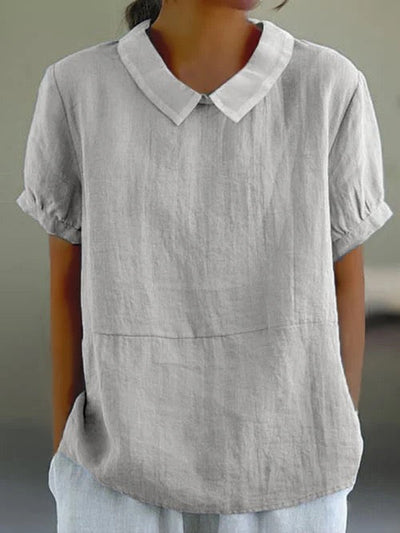 Reyanna™ | Short-sleeved Cotton Collared Shirt
