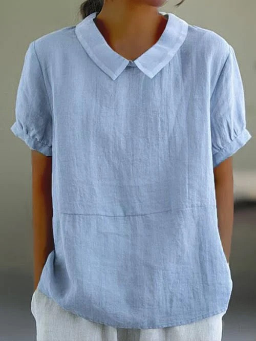 Reyanna™ | Short-sleeved Cotton Collared Shirt