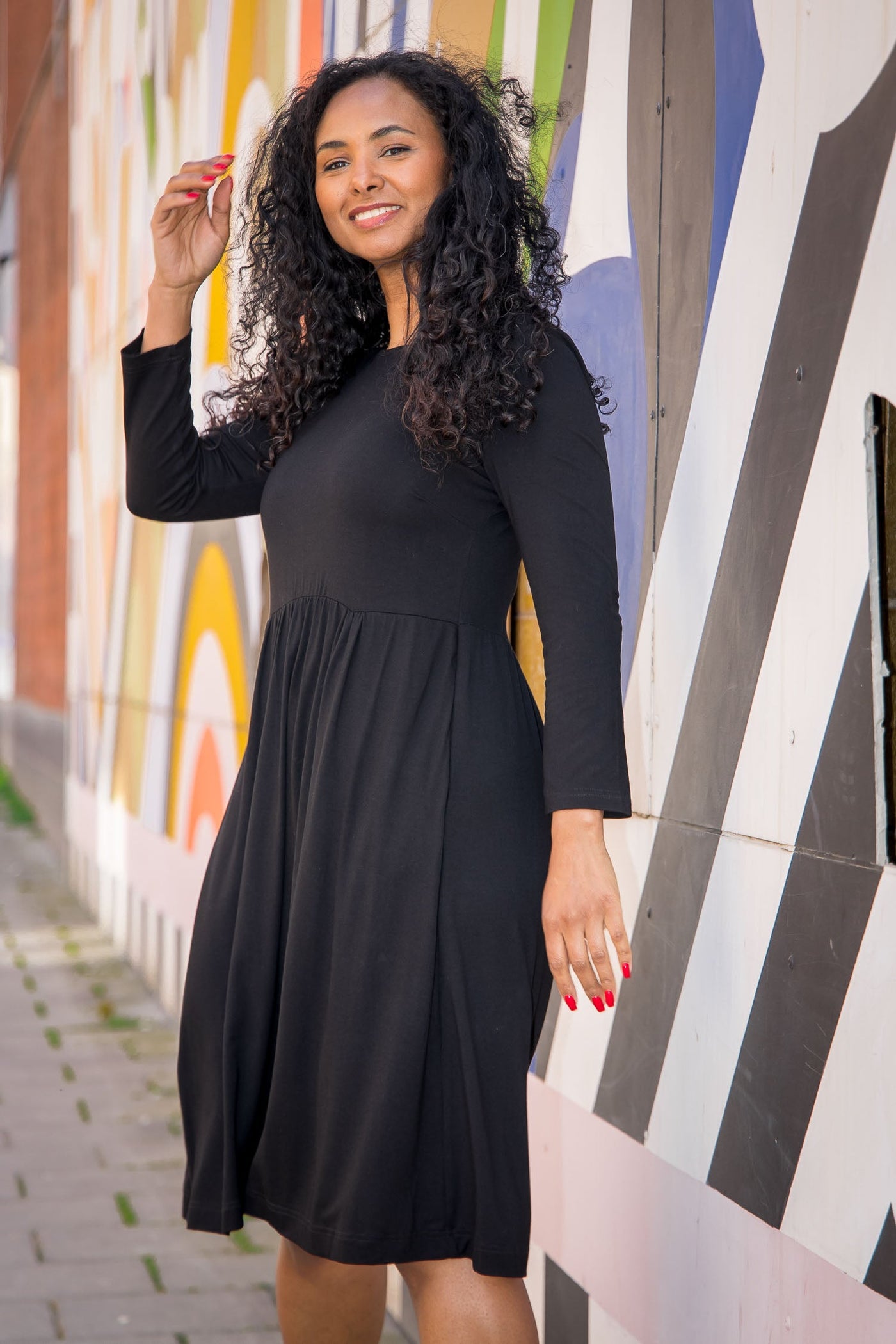 Ideal short jersey dress - Black