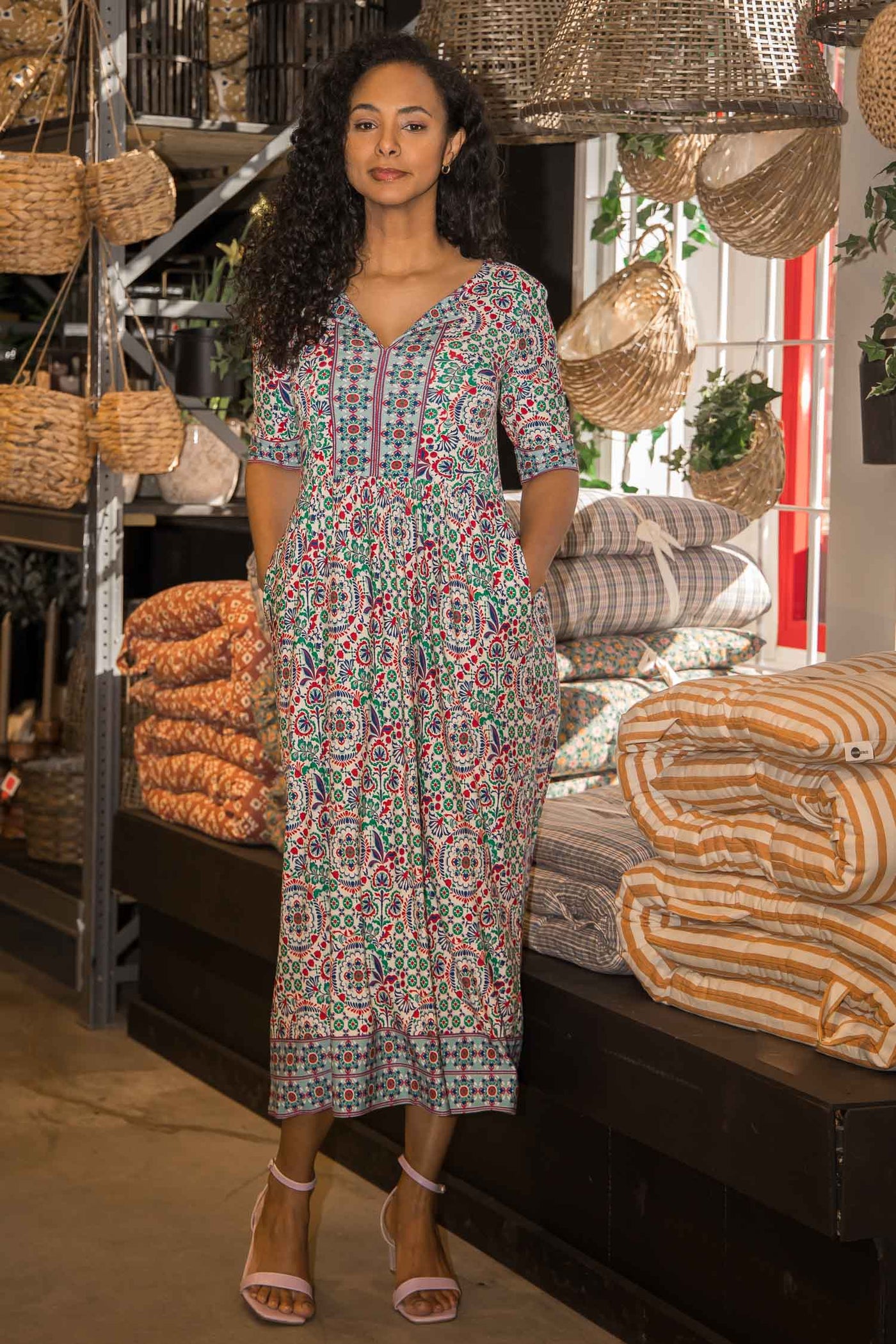 Ideal midi jersey dress - Blue folklore