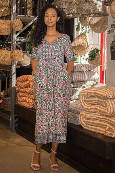 Ideal midi jersey dress - Blue folklore