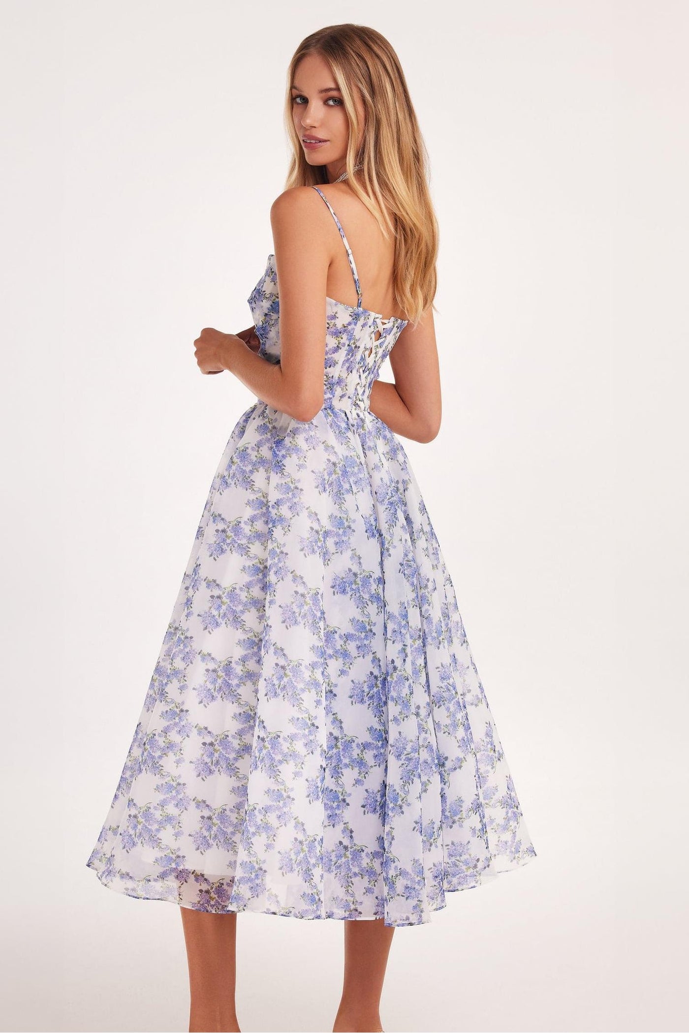 Reyanna™ | Floral Backless Lace Up Slip Midi Dress