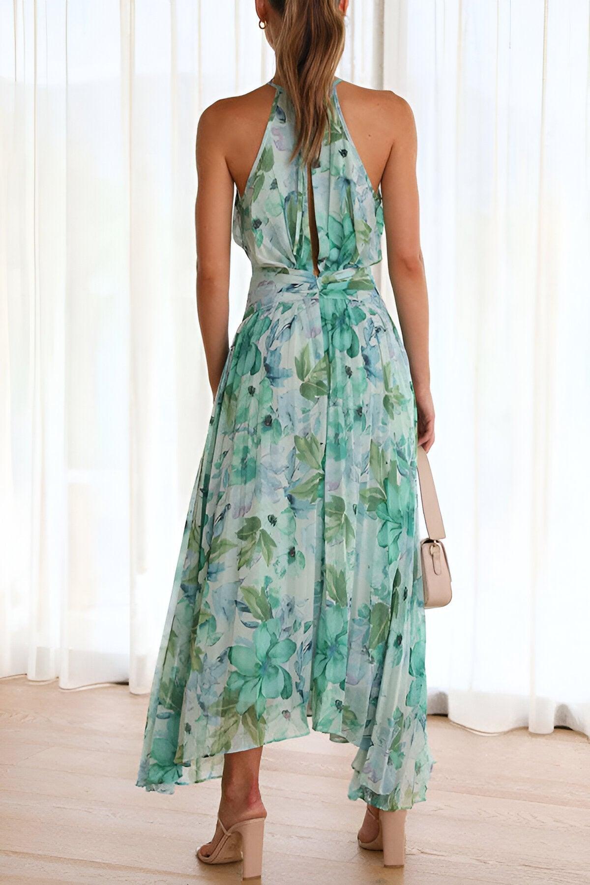 Reyanna™ | Chiffon Floral Pleated Midi Dress