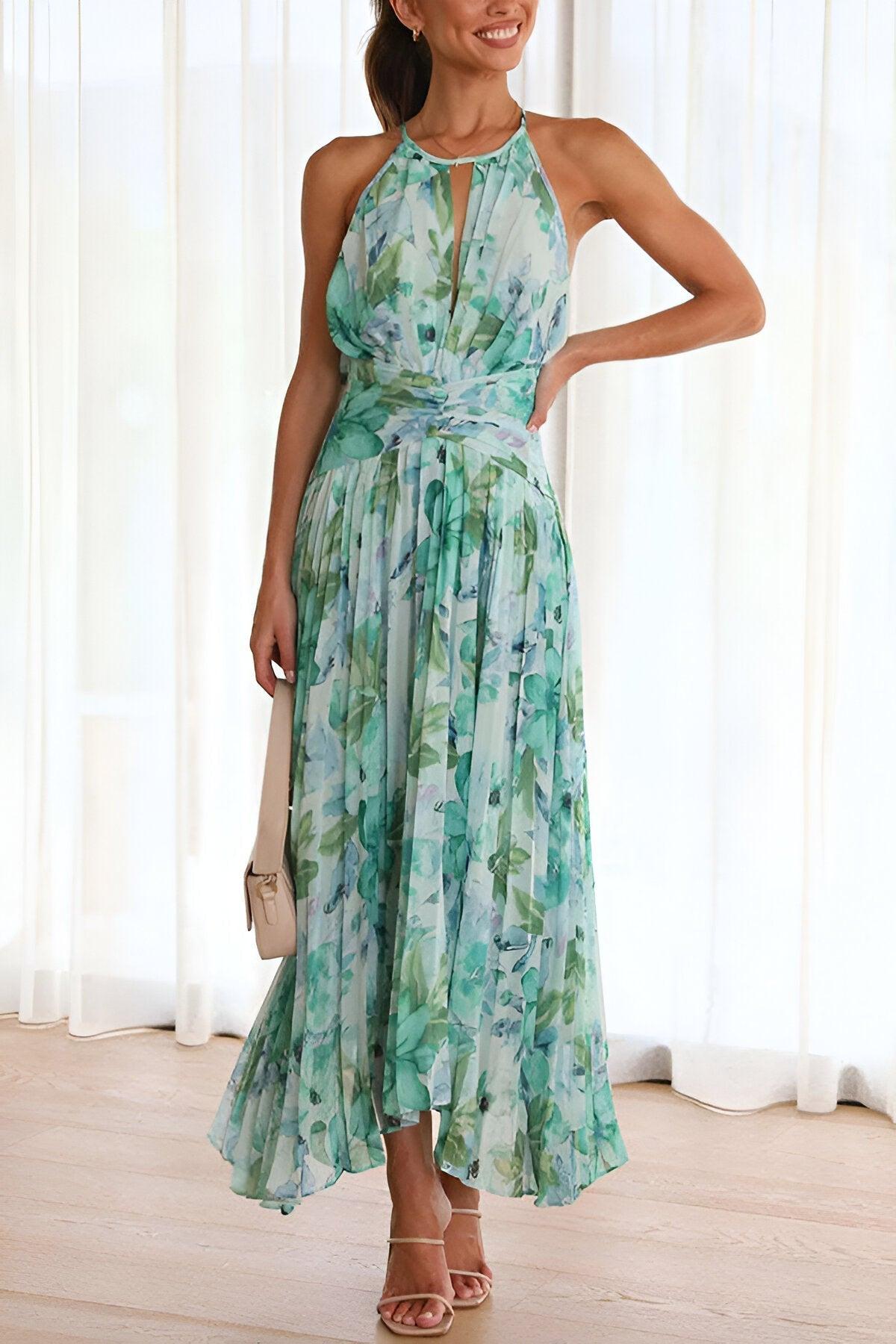 Reyanna™ | Chiffon Floral Pleated Midi Dress