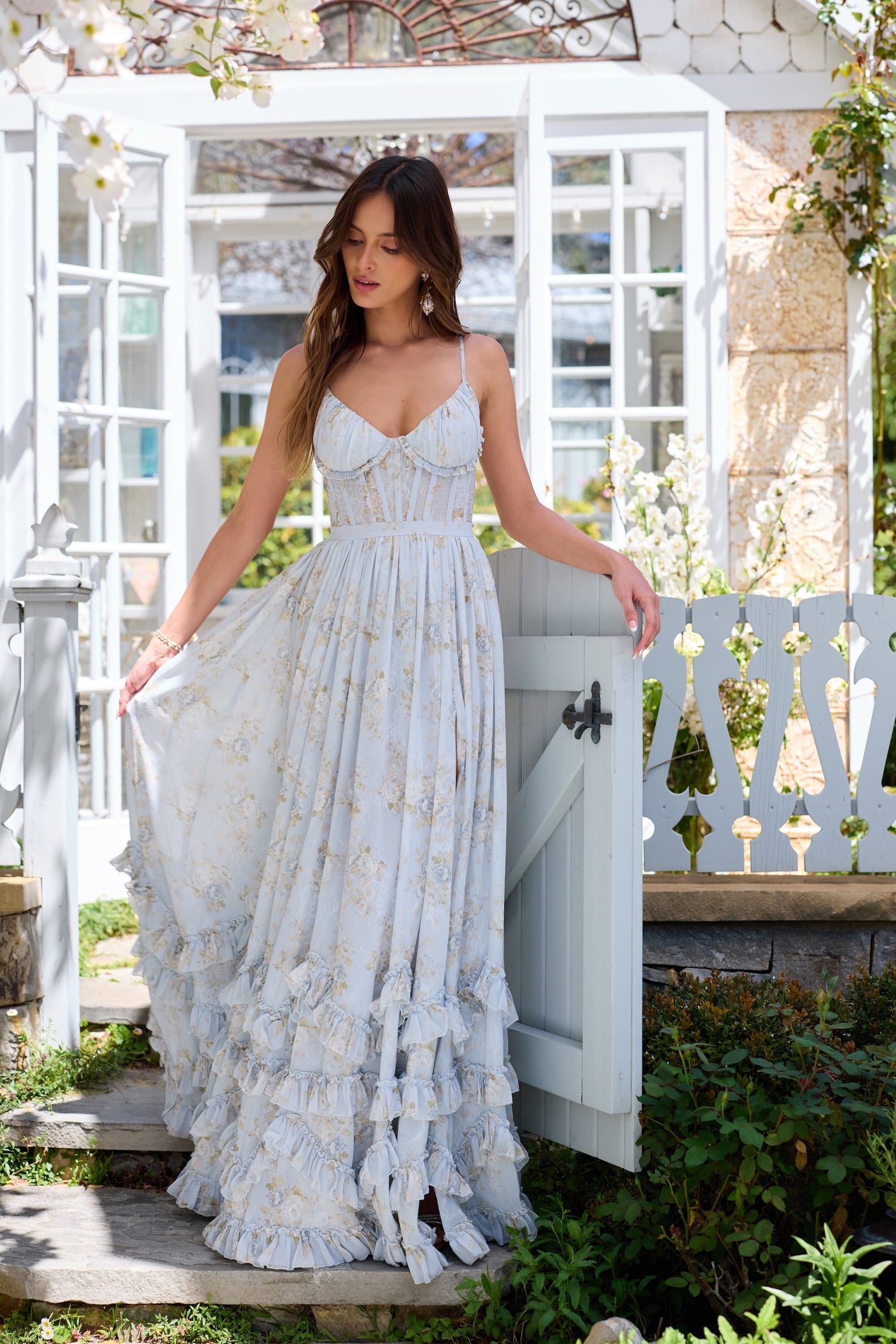 Reyanna™ | Floral Frill Split Maxi Dress