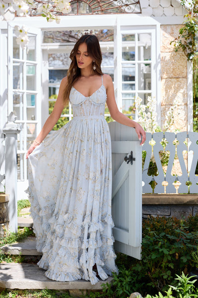 Reyanna™ | Floral Frill Split Maxi Dress